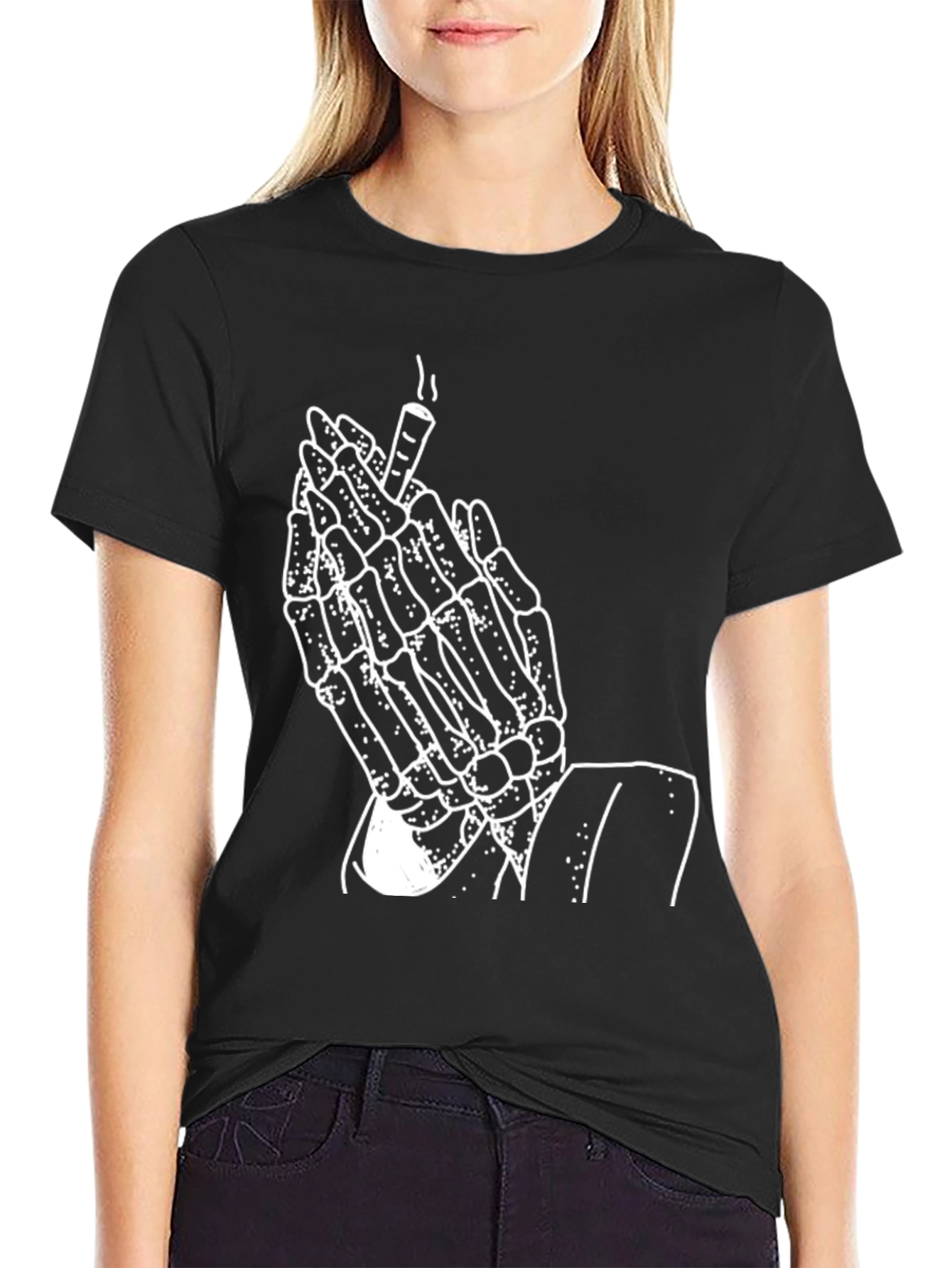 Skeleton Praying Hands T-Shirt - Graphic Tee