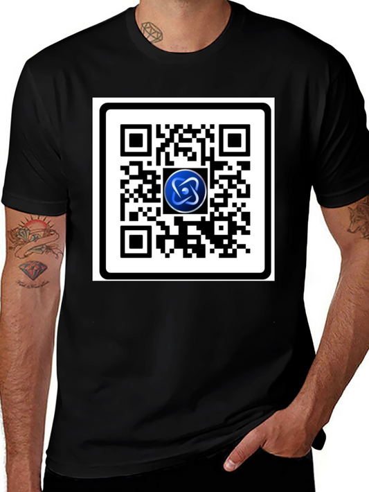 QR Code T-Shirt with Tech Logo - Black Casual Tee