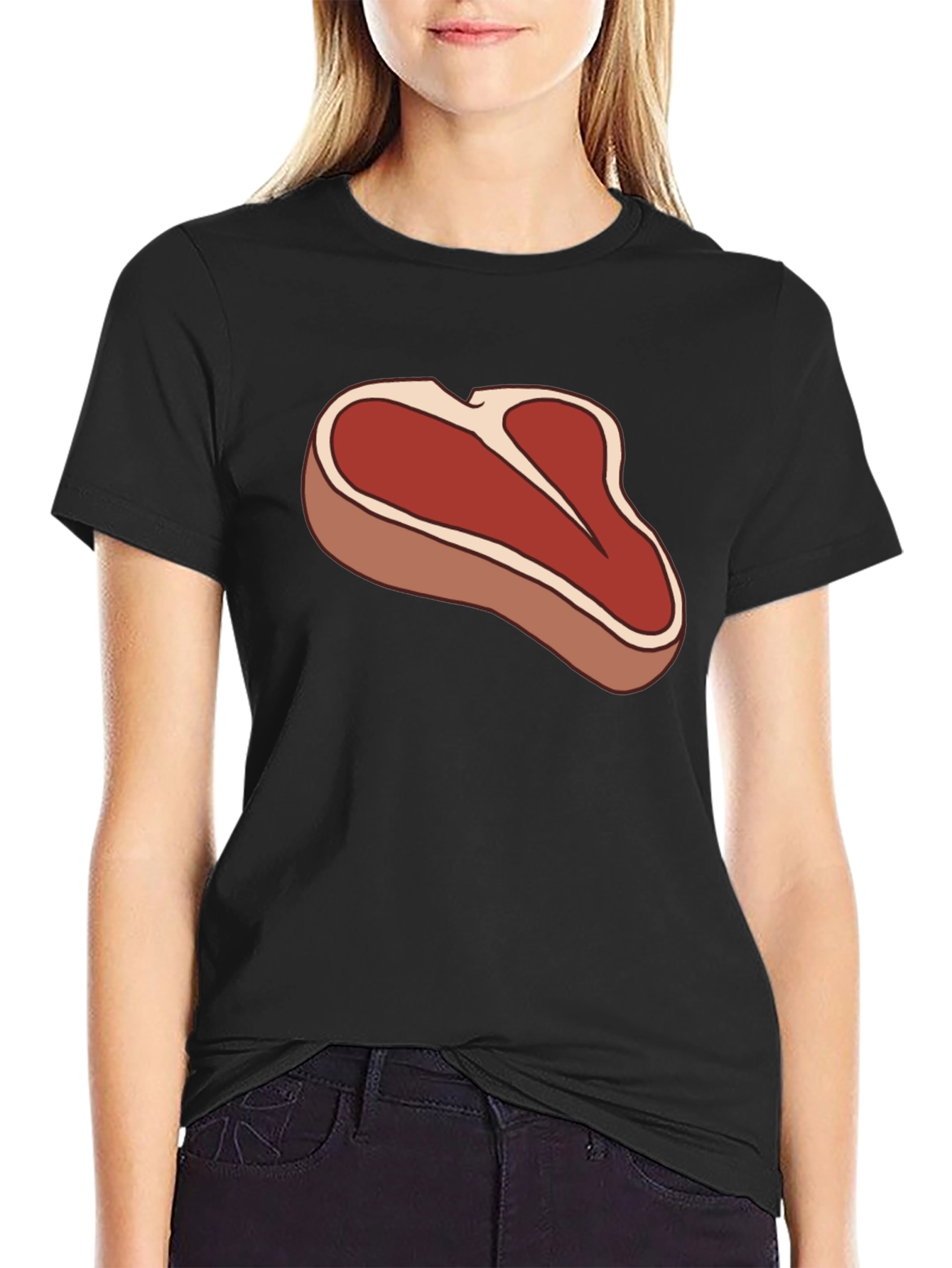 Steak Graphic Black T-Shirt - Funny Meat Lover Tee