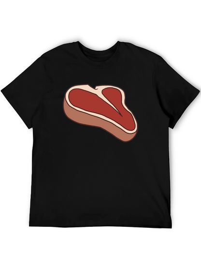 Steak Graphic Black T-Shirt - Funny Meat Lover Tee