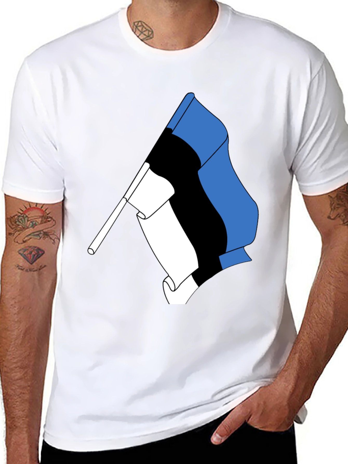 Estonian Flag Graphic Tee - Black Cotton T-Shirt