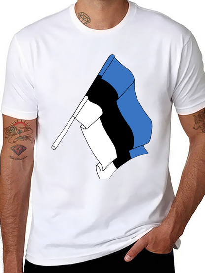 Estonian Flag Graphic Tee - Black Cotton T-Shirt