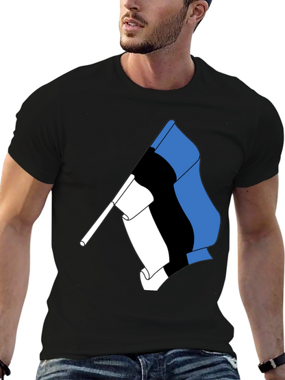 Estonian Flag Graphic Tee - Black Cotton T-Shirt