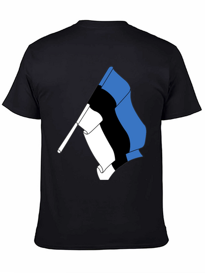 Estonian Flag Graphic Tee - Black Cotton T-Shirt