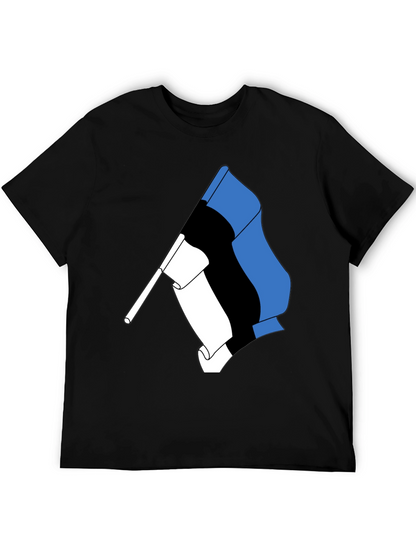 Estonian Flag Graphic Tee - Black Cotton T-Shirt