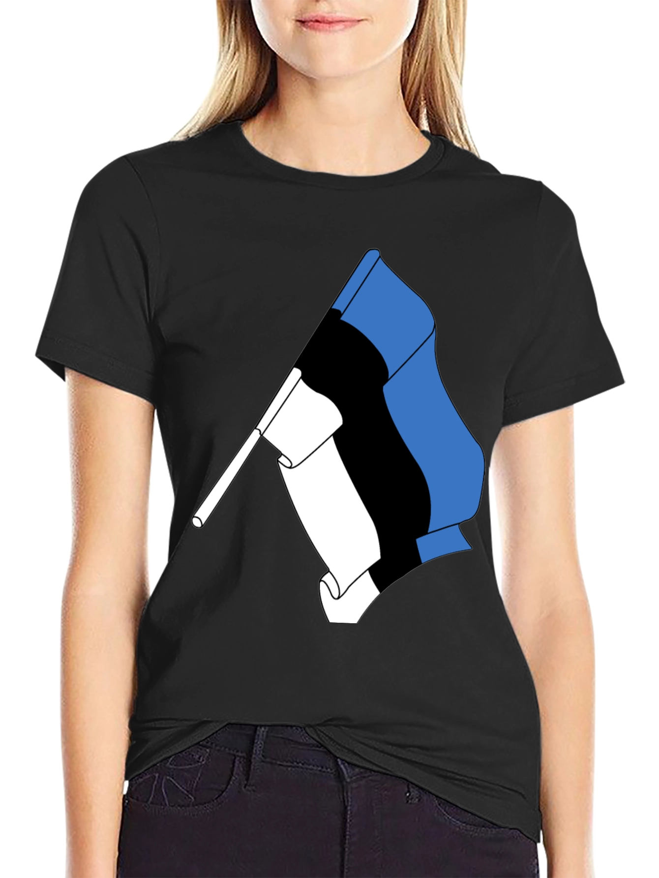 Estonian Flag Graphic Tee - Black Cotton T-Shirt