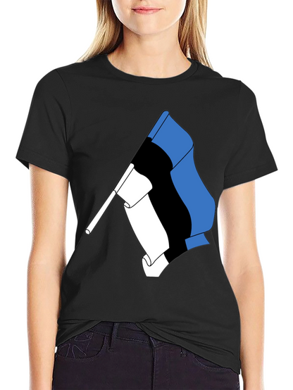 Estonian Flag Graphic Tee - Black Cotton T-Shirt