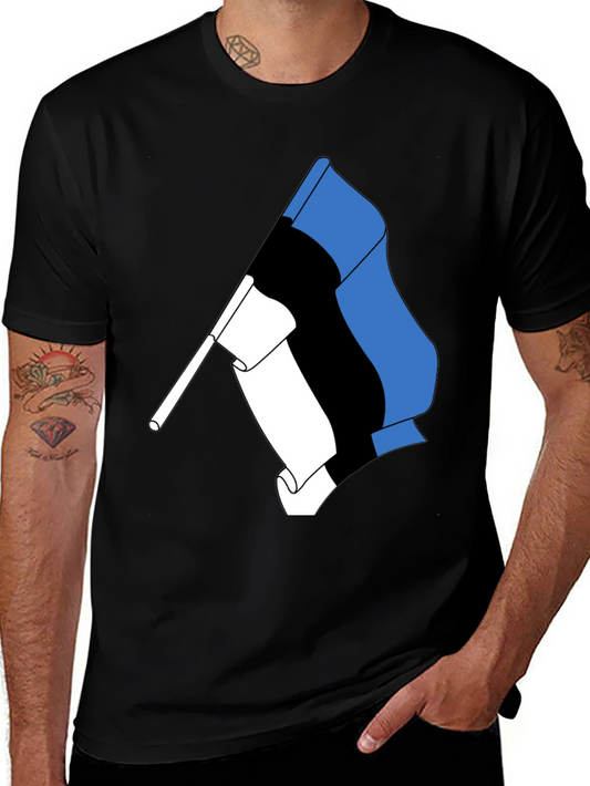Estonian Flag Graphic Tee - Black Cotton T-Shirt