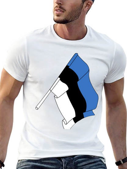 Estonian Flag Graphic Tee - Black Cotton T-Shirt