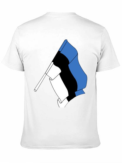 Estonian Flag Graphic Tee - Black Cotton T-Shirt