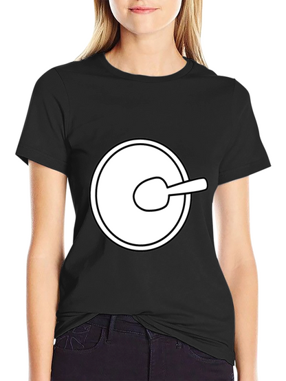 Funny Cartoon Spoon Circle Black Tee Shirt