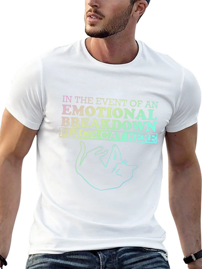 Emotional Breakdown Cat Graphic Tee - Black