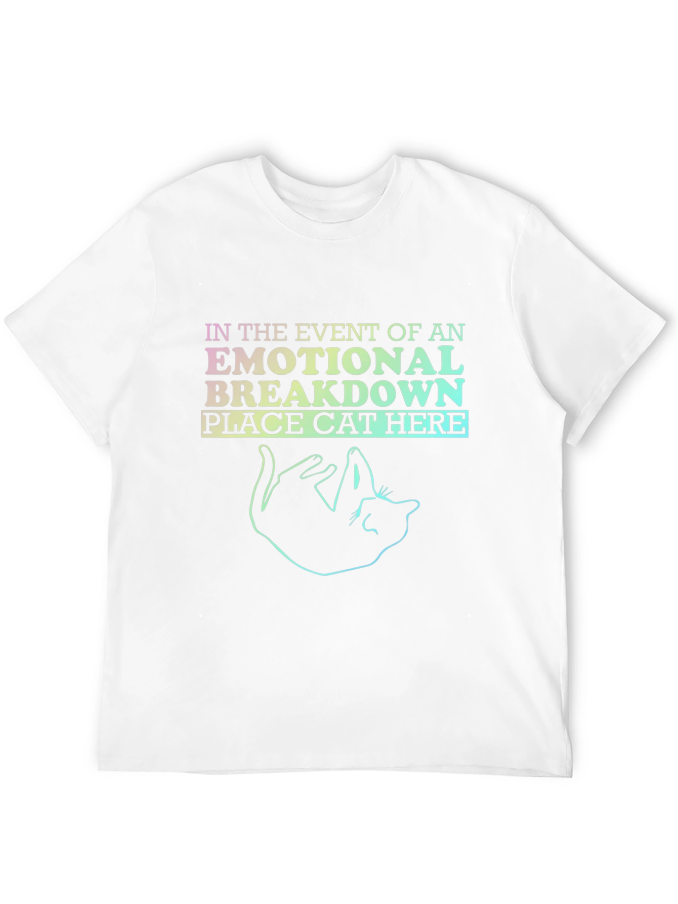Emotional Breakdown Cat Graphic Tee - Black