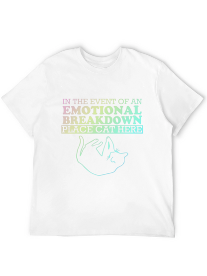 Emotional Breakdown Cat Graphic Tee - Black