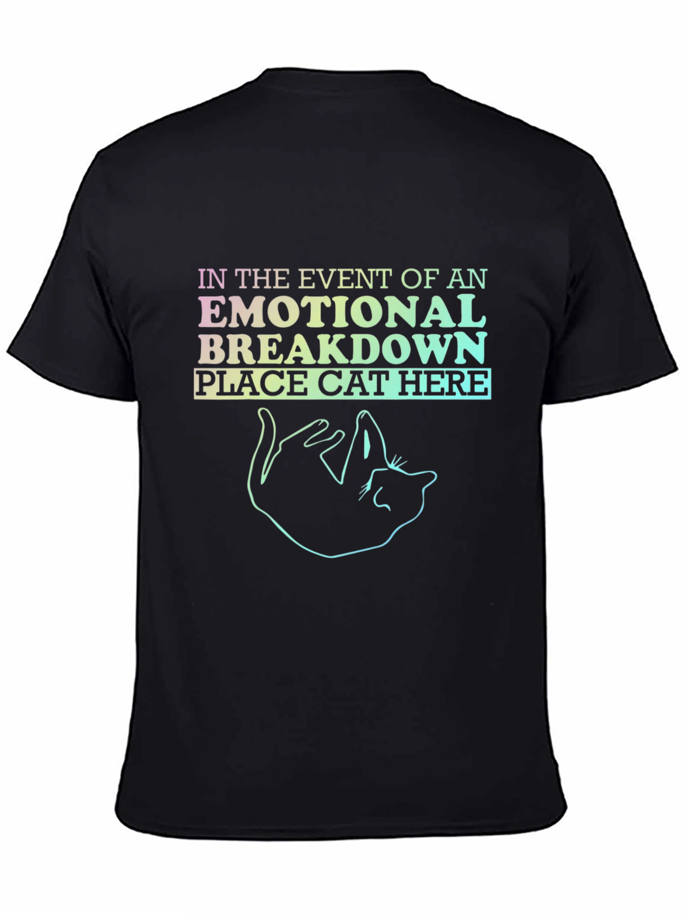 Emotional Breakdown Cat Graphic Tee - Black