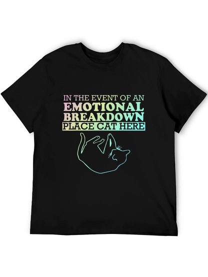 Emotional Breakdown Cat Graphic Tee - Black