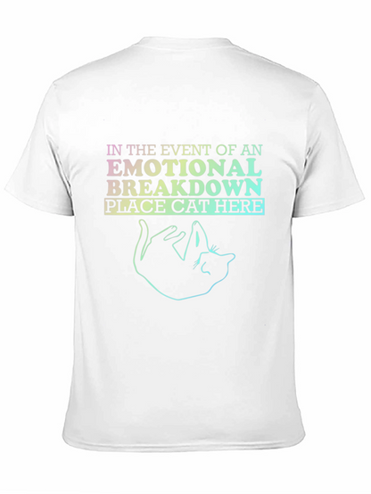 Emotional Breakdown Cat Graphic Tee - Black