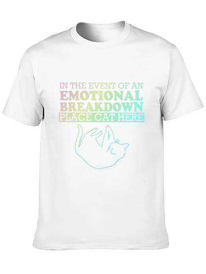 Emotional Breakdown Cat Graphic Tee - Black