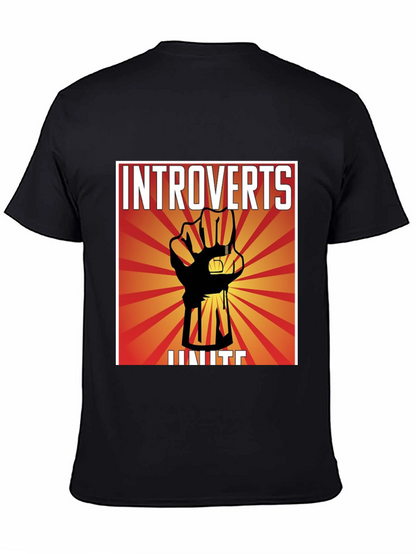 Introverts Unite Graphic T-Shirt - Black Crew Neck