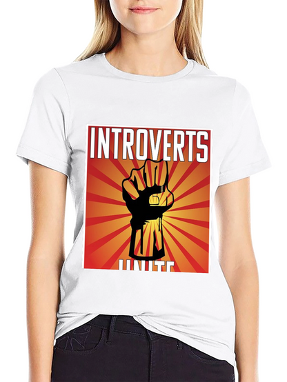 Introverts Unite Graphic T-Shirt - Black Crew Neck