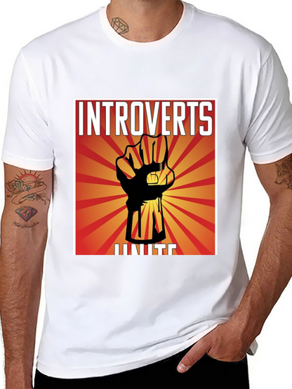 Introverts Unite Graphic T-Shirt - Black Crew Neck