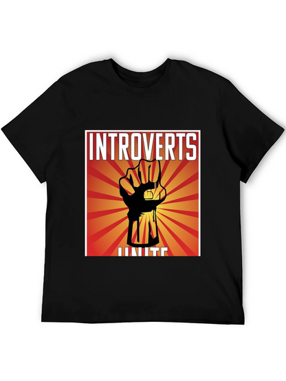Introverts Unite Graphic T-Shirt - Black Crew Neck