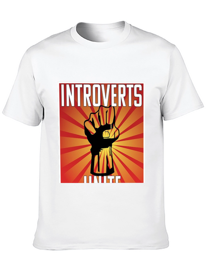 Introverts Unite Graphic T-Shirt - Black Crew Neck