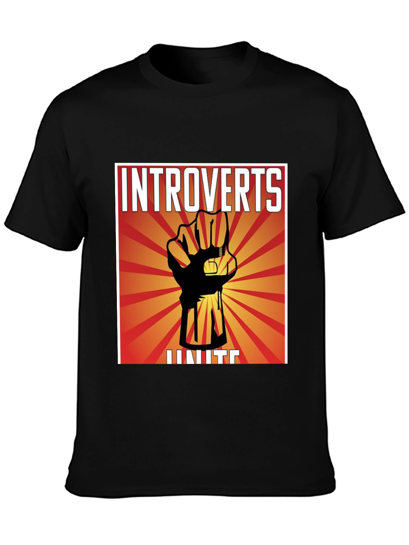 Introverts Unite Graphic T-Shirt - Black Crew Neck
