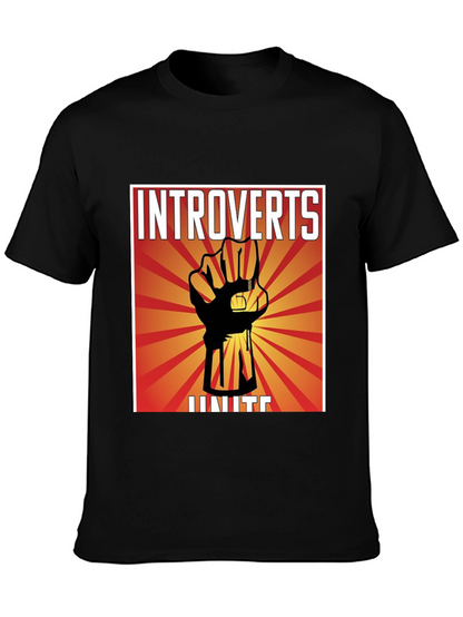 Introverts Unite Graphic T-Shirt - Black Crew Neck