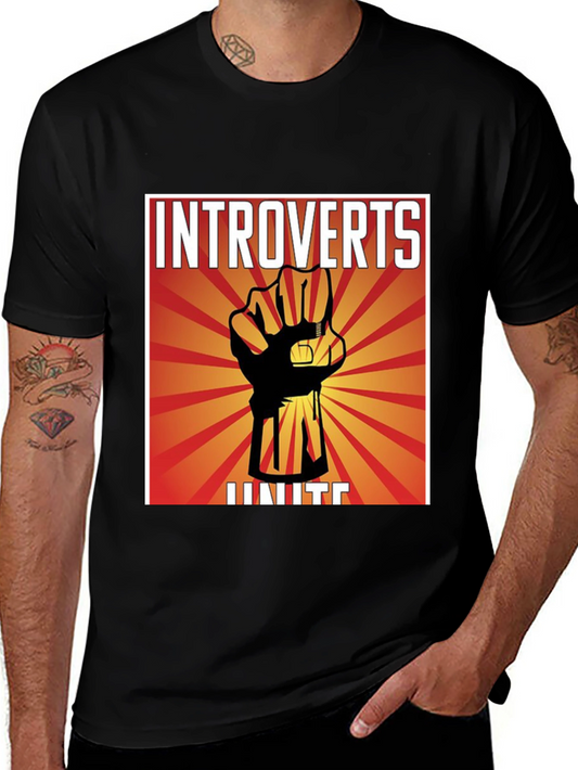 Introverts Unite Graphic T-Shirt - Black Crew Neck