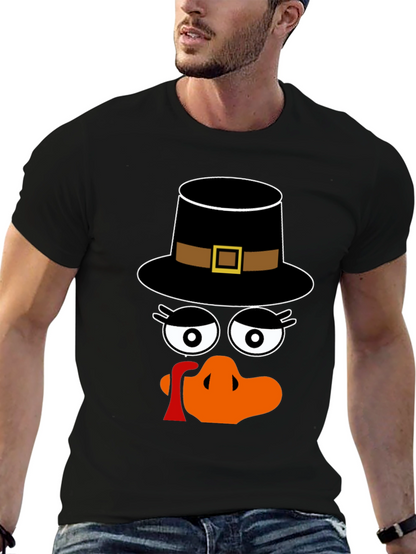 Thanksgiving Turkey Face Pilgrim Hat T-Shirt