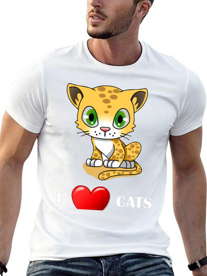 I Love Cats T-Shirt - Cute Cartoon Kitten Design