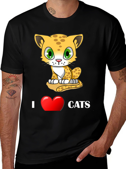 I Love Cats T-Shirt - Cute Cartoon Kitten Design