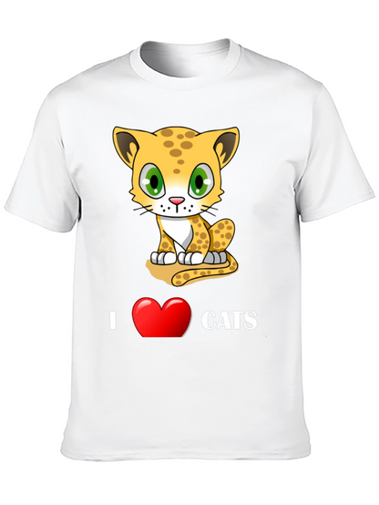 I Love Cats T-Shirt - Cute Cartoon Kitten Design