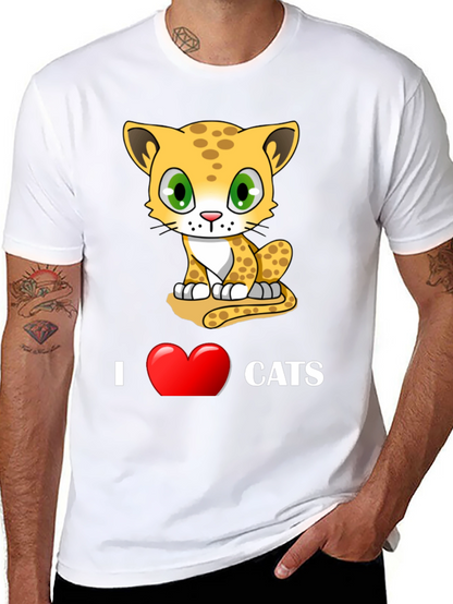 I Love Cats T-Shirt - Cute Cartoon Kitten Design