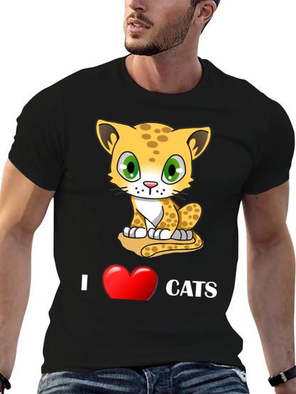 I Love Cats T-Shirt - Cute Cartoon Kitten Design