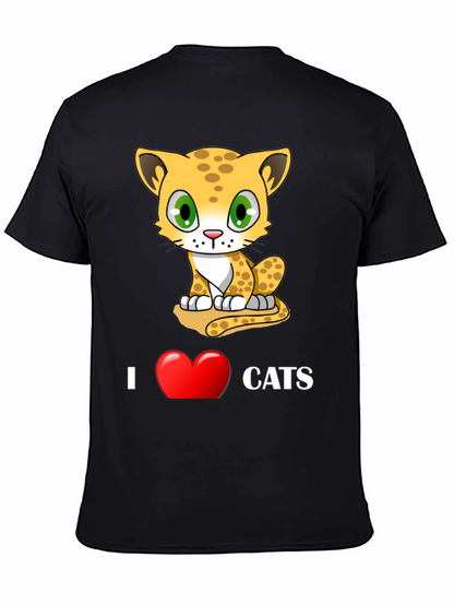 I Love Cats T-Shirt - Cute Cartoon Kitten Design