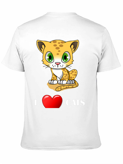 I Love Cats T-Shirt - Cute Cartoon Kitten Design