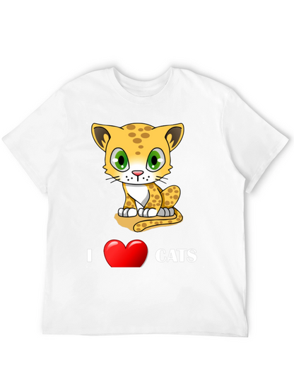 I Love Cats T-Shirt - Cute Cartoon Kitten Design