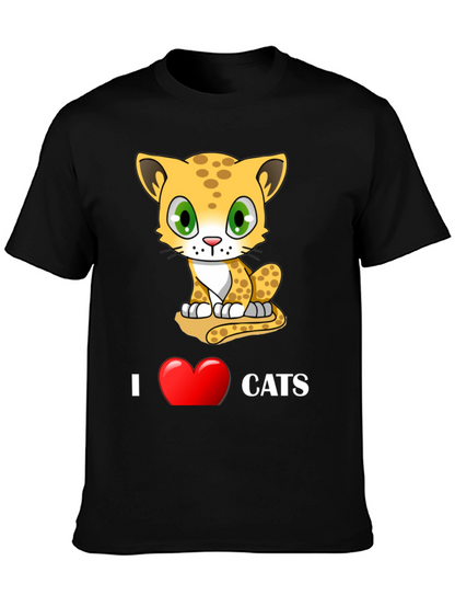 I Love Cats T-Shirt - Cute Cartoon Kitten Design