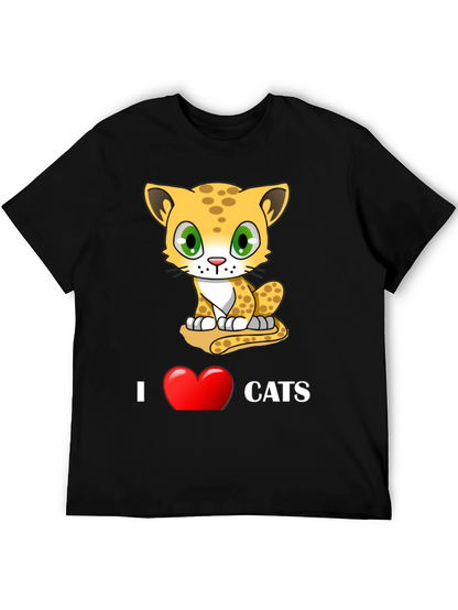 I Love Cats T-Shirt - Cute Cartoon Kitten Design