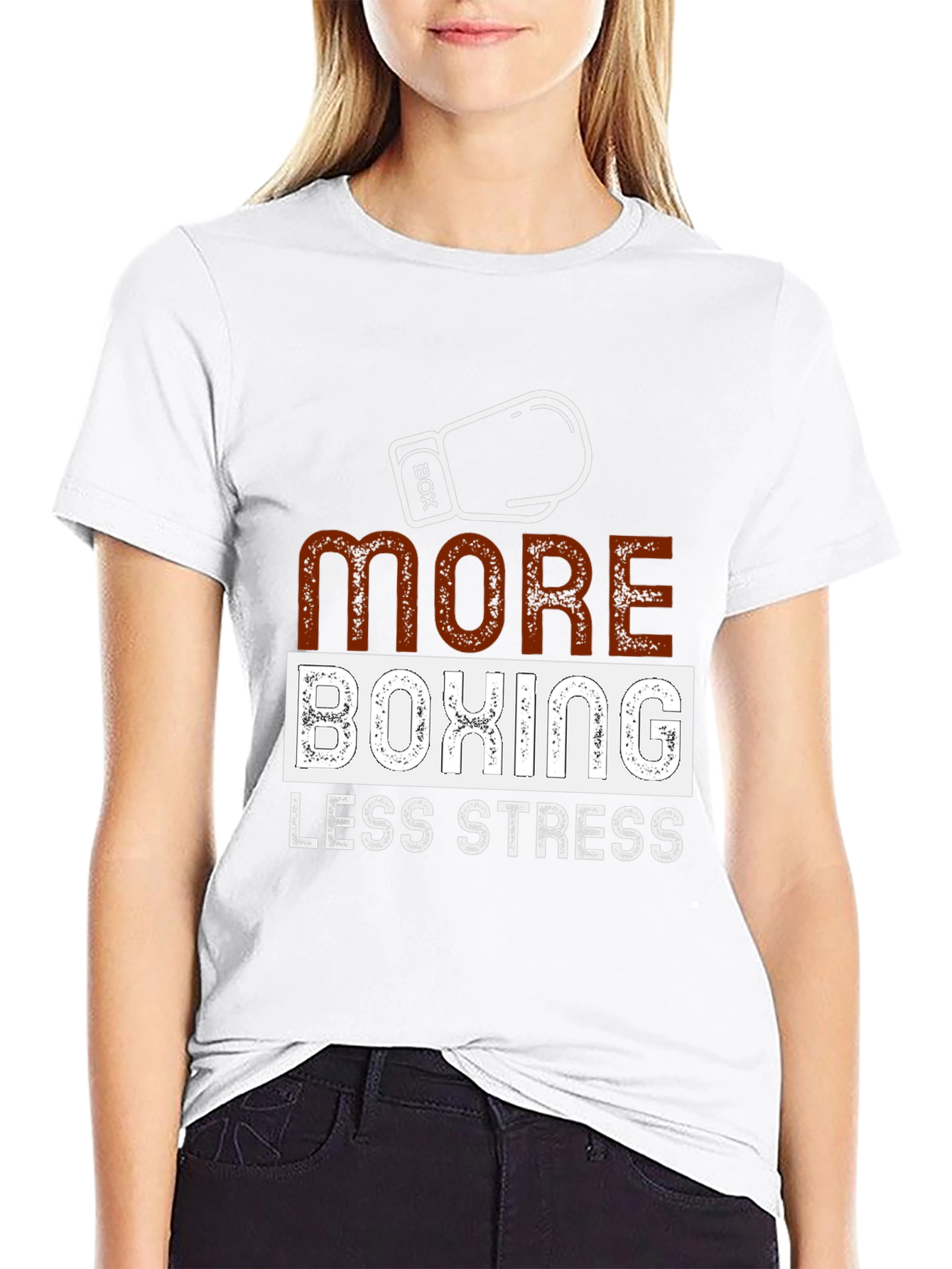 More Boxing Less Stress Graphic T-Shirt