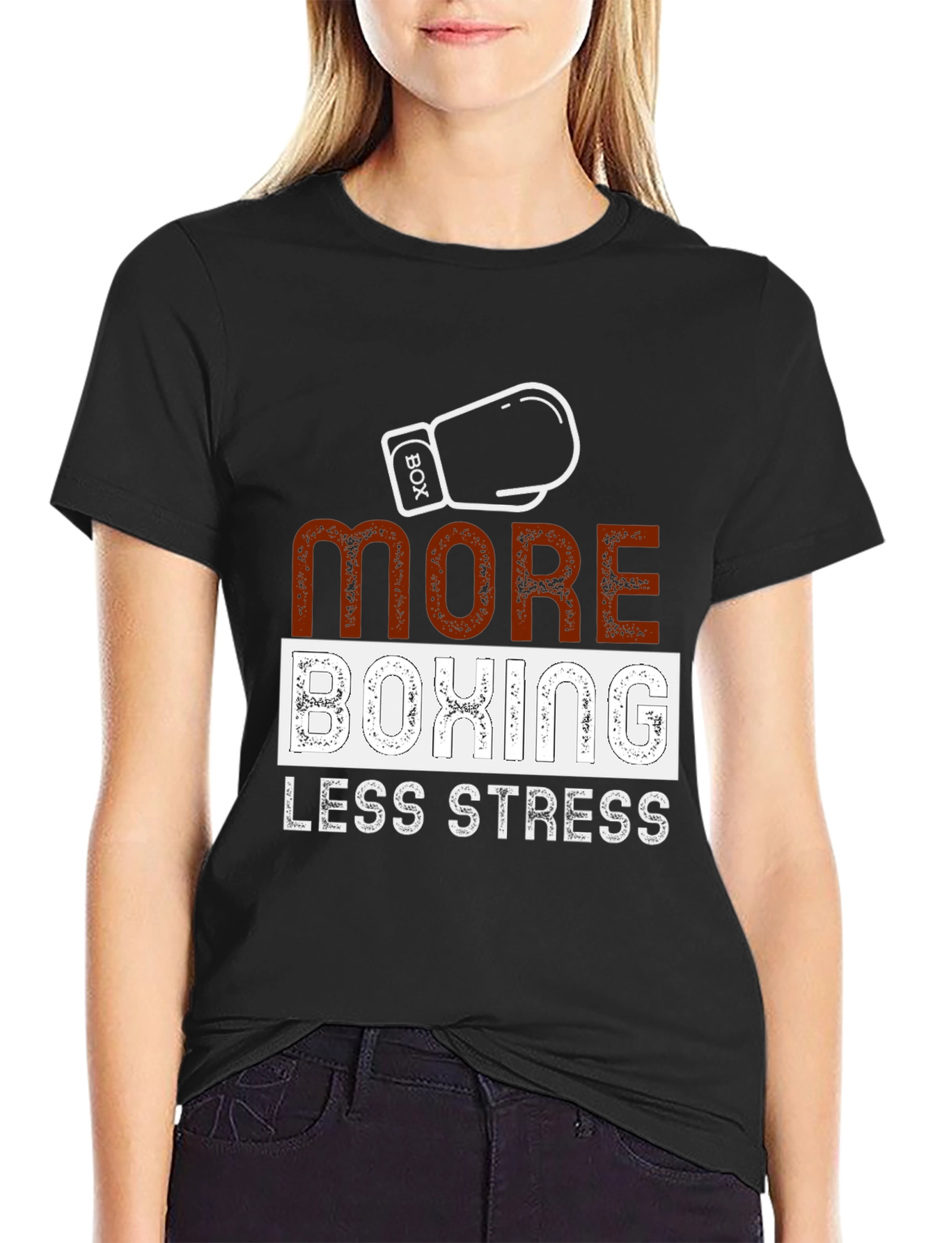 More Boxing Less Stress Graphic T-Shirt