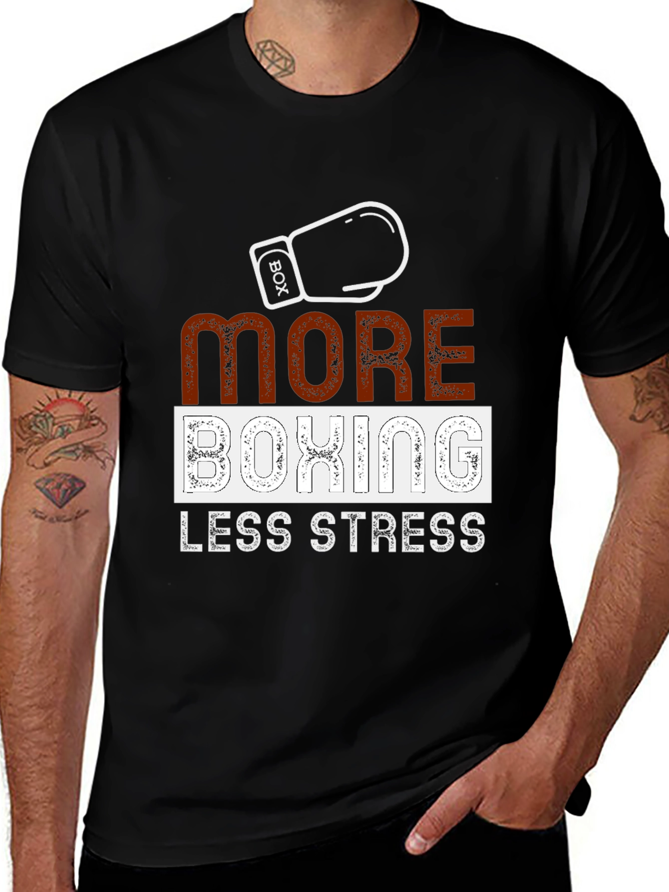 More Boxing Less Stress Graphic T-Shirt
