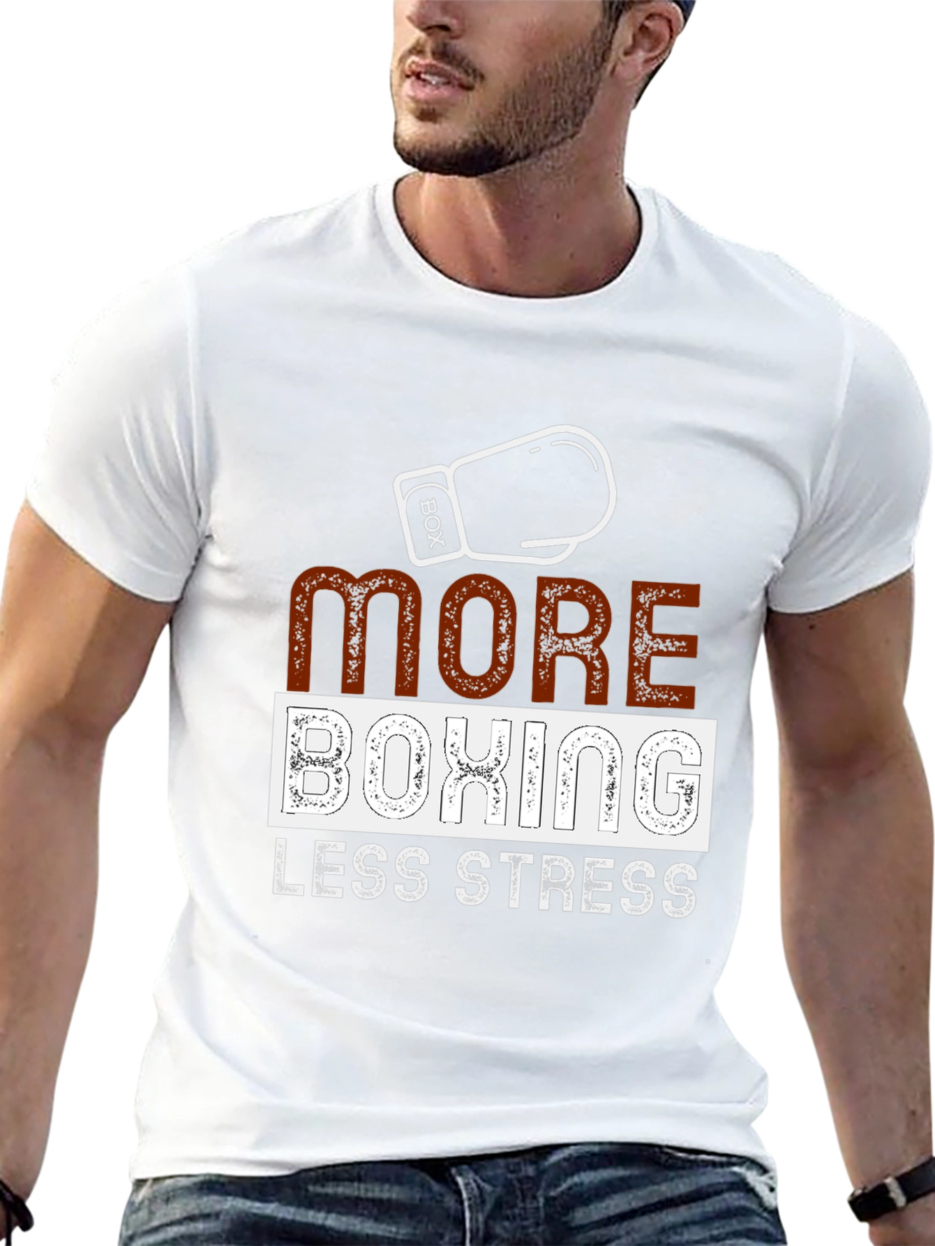 More Boxing Less Stress Graphic T-Shirt