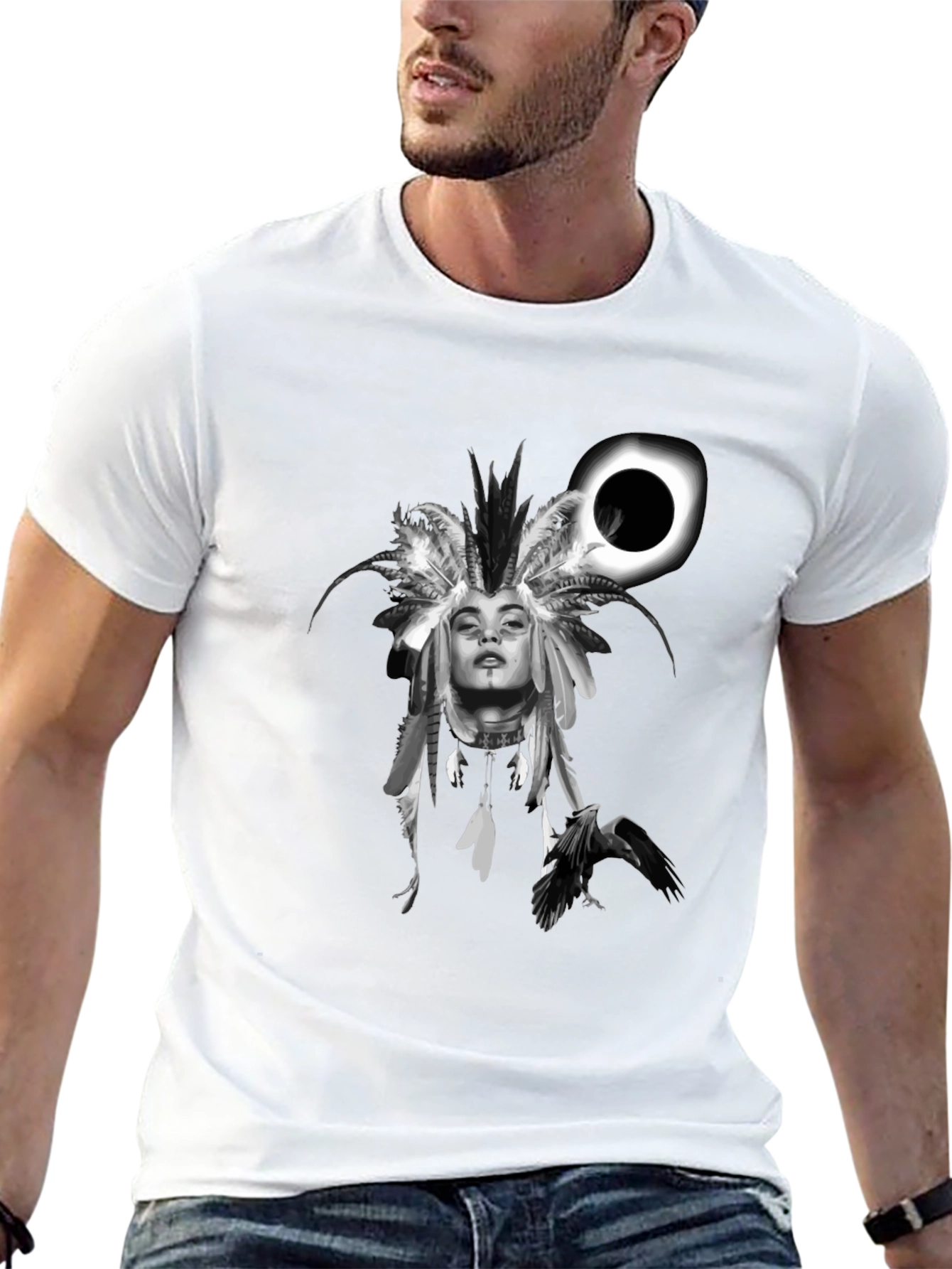 Native Headdress Black Graphic Tee