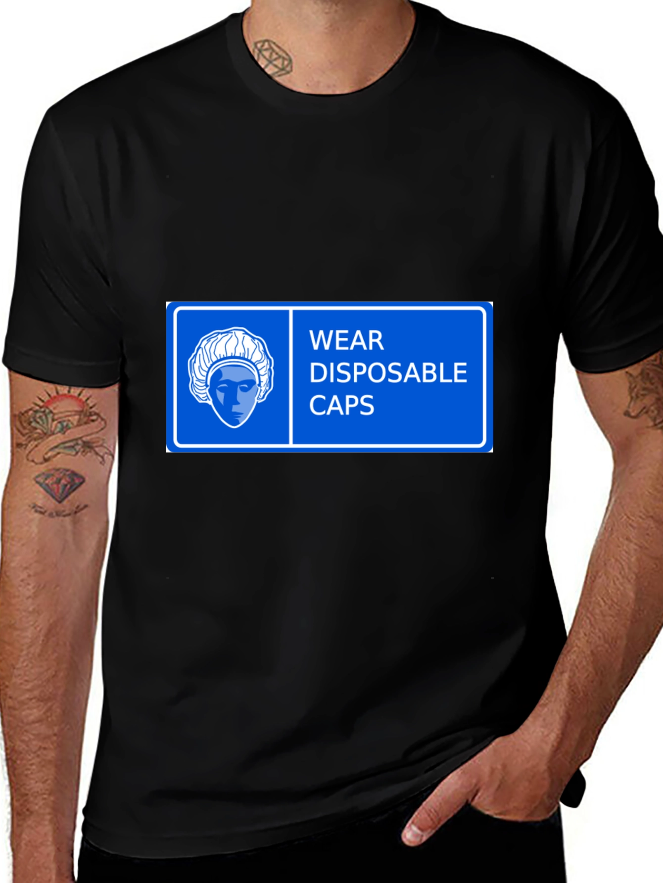 Wear Disposable Caps T-Shirt - Black