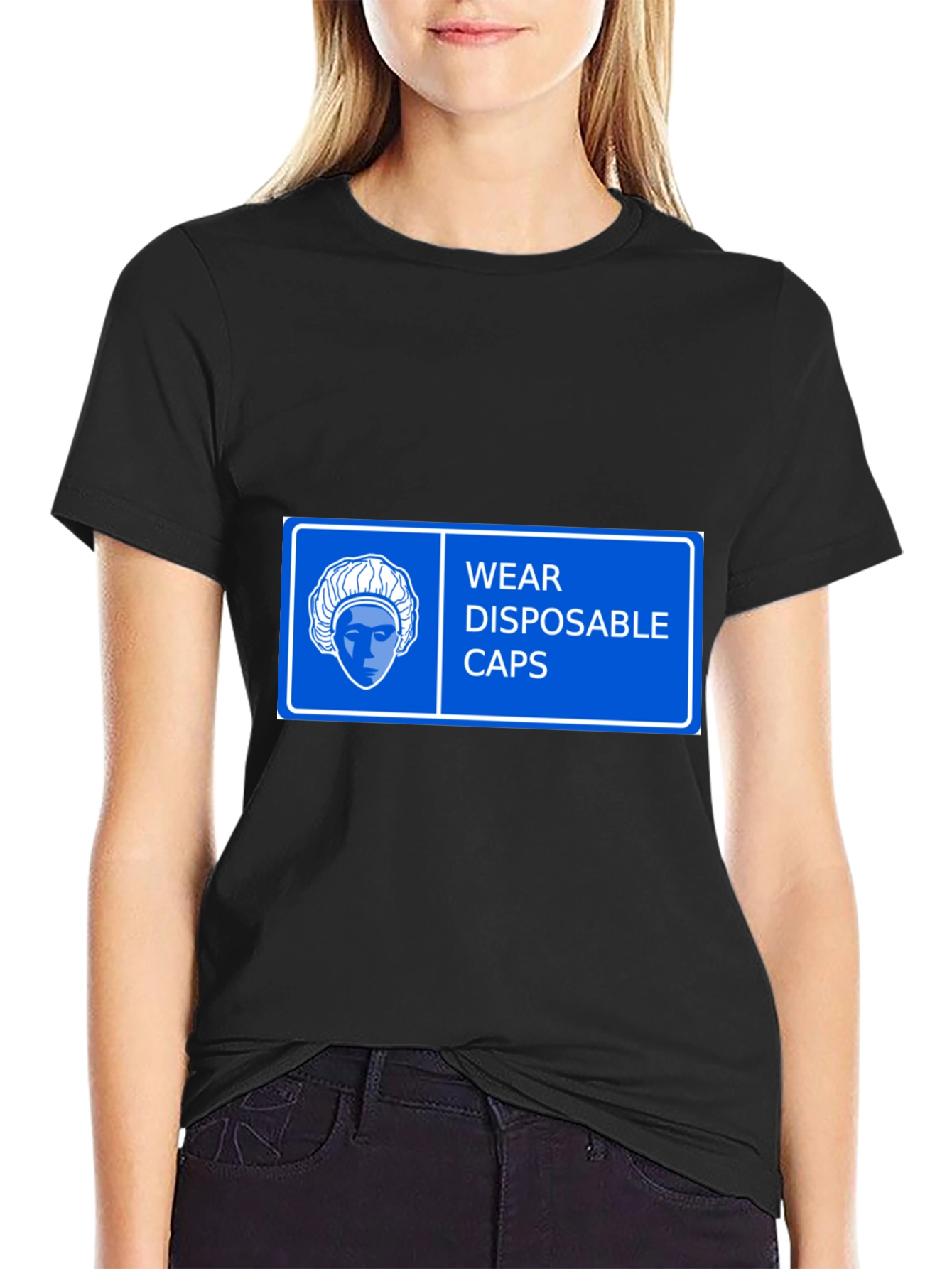 Wear Disposable Caps T-Shirt - Black