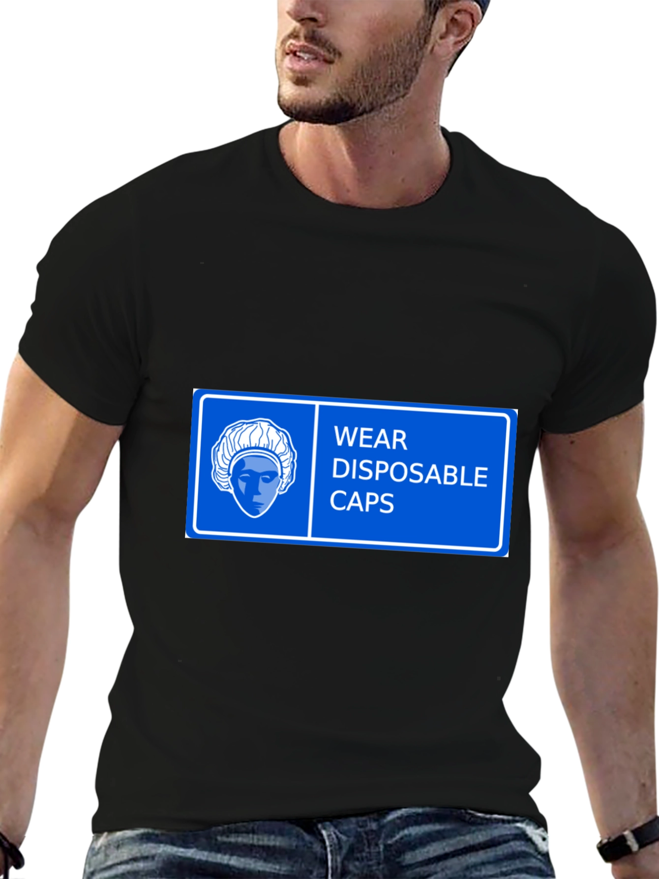 Wear Disposable Caps T-Shirt - Black