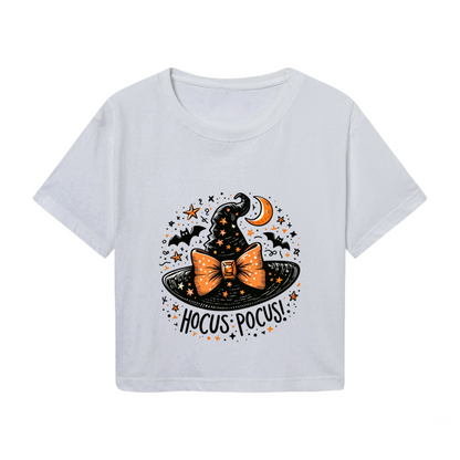 Hocus Pocus Witch Hat Spooky Halloween Cropped Tee